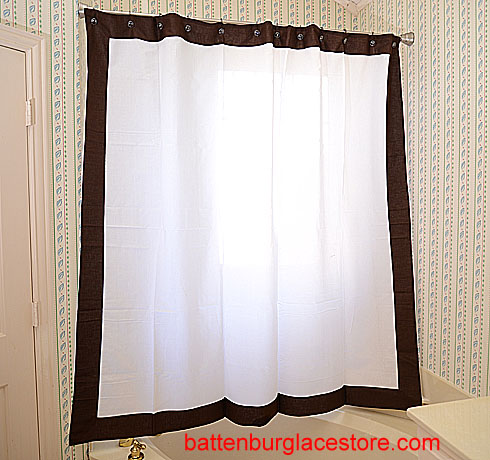 Hemstitch Shower Curtain Brown border
